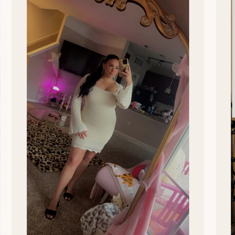 4SI3NNA Cream Knit Dress with Bell Sleeves - Picture 6 of 11